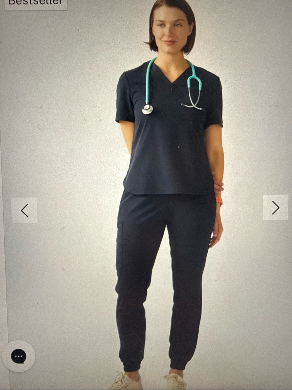 Women's Black Medical Scrub Top Jogger Pants Set - Classic Comfortable Fit